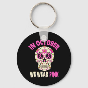 Sugar Skull Breast Cancer Awareness Performance Key Ring