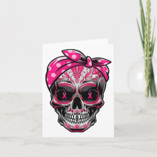 Sugar Skull Breast Cancer Awareness Pink Ribbon Ca Card