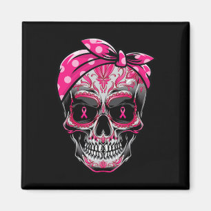 Sugar Skull Breast Cancer Awareness Pink Ribbon Ca Magnet
