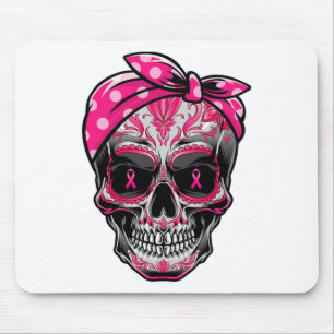 Sugar Skull Breast Cancer Awareness Pink Ribbon Ca Mouse Pad