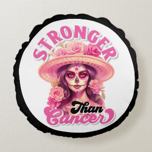 Sugar Skull Breast Cancer Awareness  Round Cushion