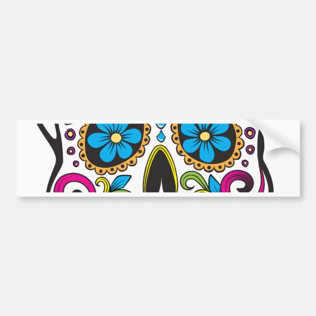 Sugar Skull Bumper Sticker (Front)