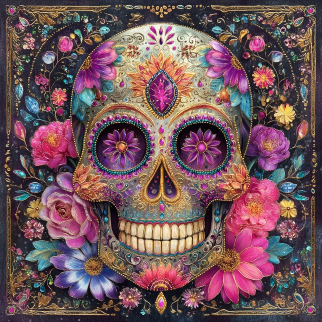 Sugar Skull Calavera Day Of The Dead Ceramic Tile (Creator Uploaded)