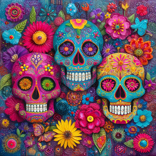 Sugar Skull Calavera Day Of The Dead Ceramic Tile