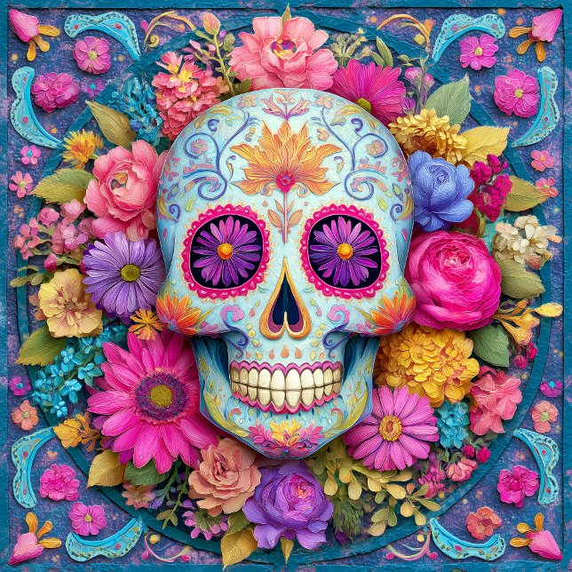 Sugar Skull Calavera Day Of The Dead Ceramic Tile (Creator Uploaded)