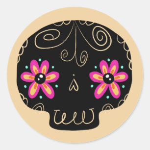 Sugar Skull Calaverita Day of the Dead Classic Round Sticker