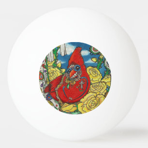 Sugar Skull Cardinal Ping Pong Ball