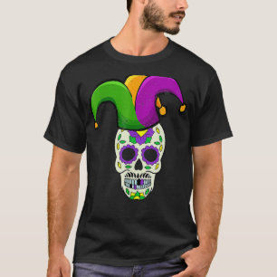 Sugar Skull Carnival Mask Jester Hat Mardi Gras 3 T-Shirt