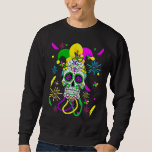 Sugar Skull Carnival Mask Jester Hat Mardi Gras Gi Sweatshirt