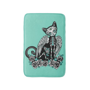 Sugar Skull Cat Bath Mat