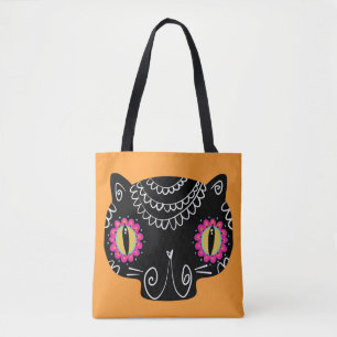 Sugar Skull Cat Catrina Day of the Dead  Tote Bag