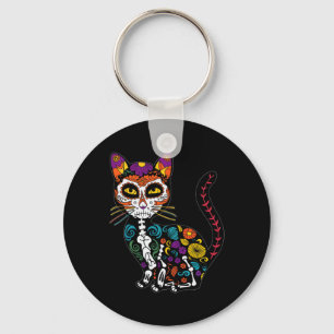 Sugar Skull Cat Celebration For Cat Lovers Key Ring
