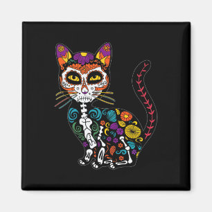 Sugar Skull Cat Celebration For Cat Lovers Magnet