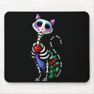 Sugar Skull Cat _ Cute Dia De Los Muertos Funny Mouse Pad
