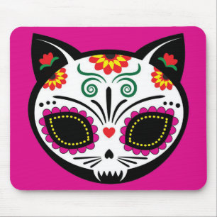 Sugar Skull Cat, Dia de los Muertos #14 Mouse Pad