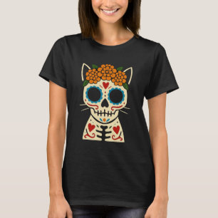 Sugar Skull Cat – Día de los Muertos Folk Art T-Shirt