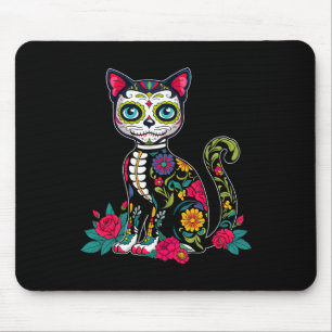 Sugar Skull Cat Dia De Muertos Day Of Dead Hallowe Mouse Pad