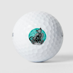 Sugar Skull Cat Golf Balls
