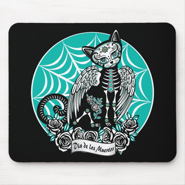 Sugar Skull Cat Mouse Pad (Front)