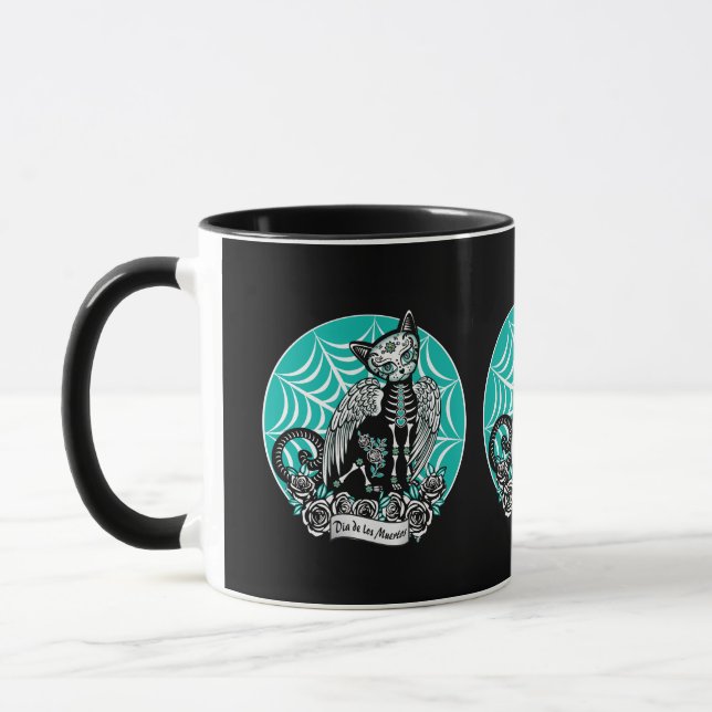 Sugar Skull Cat Mug (Left)