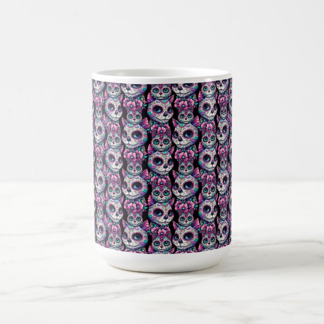 Sugar Skull Cat Pattern Coffee Mug (Center)