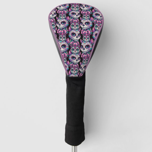 Sugar Skull Cat Pattern Golf Head Cover (Front)