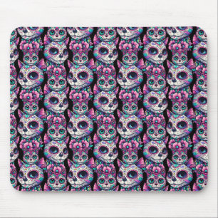 Sugar Skull Cat Pattern Mouse Pad
