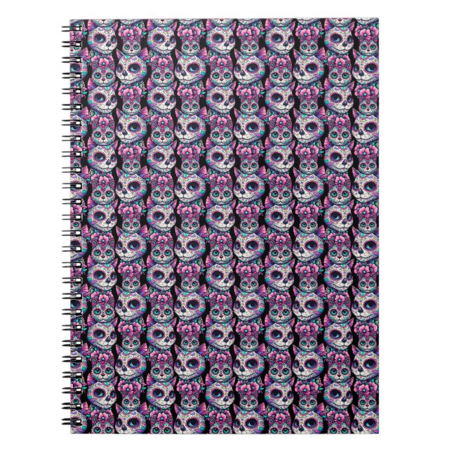 Sugar Skull Cat Pattern Notebook (Front)