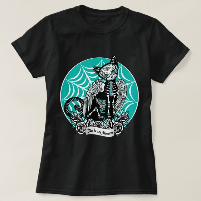 Sugar Skull Cat T-Shirt (Design Front)