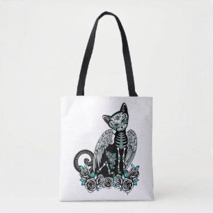 Sugar Skull Cat Tote Bag
