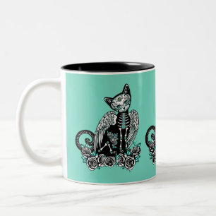 Sugar Skull Cat Two-Tone Coffee Mug