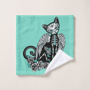 Sugar Skull Cat Wash Cloth