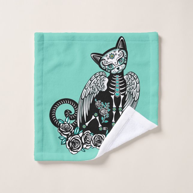 Sugar Skull Cat Wash Cloth (Wash Cloth)