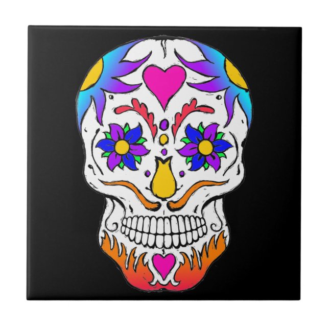 Sugar Skull Ceramic Tile (Front)