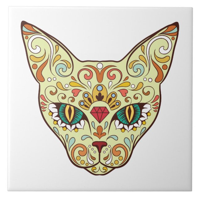 Sugar Skull Ceramic Tile (Front)