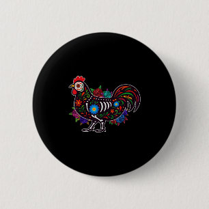 Sugar Skull Chicken Dia De Muertos Halloween Day O 6 Cm Round Badge