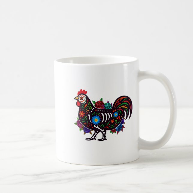 Sugar Skull Chicken Dia De Muertos Halloween Day O Coffee Mug (Right)