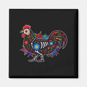 Sugar Skull Chicken Dia De Muertos Halloween Day O Magnet