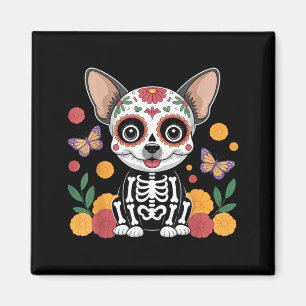 Sugar Skull Chihuahua Halloween Dog Magnet