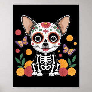 Sugar Skull Chihuahua Halloween Dog Poster