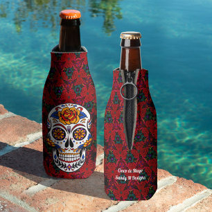 Sugar Skull Cinco de Mayo Personalise Your Name Bottle Cooler