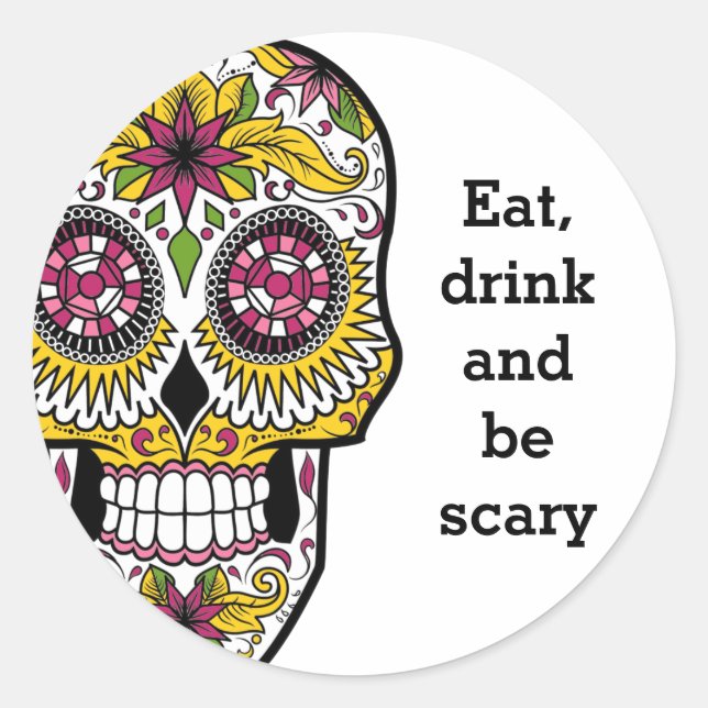 Sugar Skull Classic Round Sticker (Front)