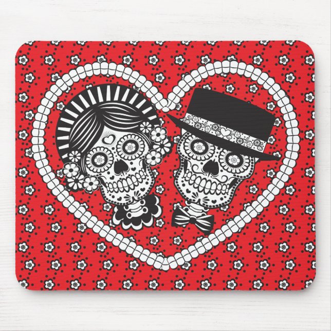 Sugar Skull Couple Mouse Pad (Front)