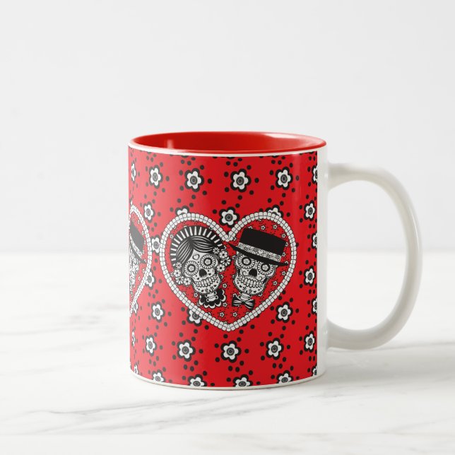 Sugar Skull Couple Two-Tone Coffee Mug (Right)