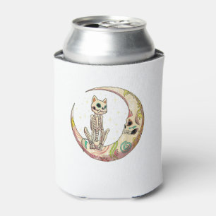 Sugar Skull Crescent Moon Cat Dead Day Halloween C Can Cooler