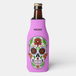 Sugar Skull custom name, text & colour Bottle Cooler