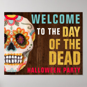 Sugar Skull Day of Dead Halloween Party Welcome Poster