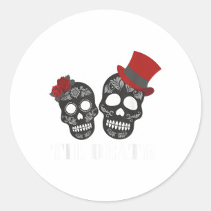 Sugar Skull Day Of Dead Married Couple Wedding Bri Classic Round Sticker