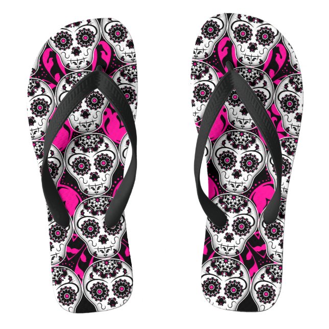 Sugar skull Day of the Dead beautiful girly Thongs (Footbed)