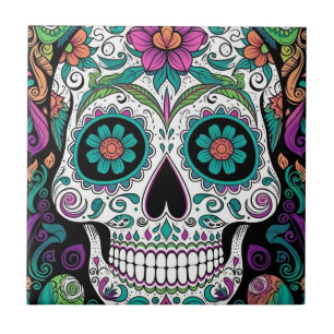 Sugar Skull Day Of The Dead Ceramic Tile